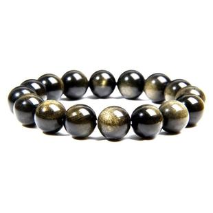 High-quality Natural Gold Obsidian Stone Beads Bracelet Men