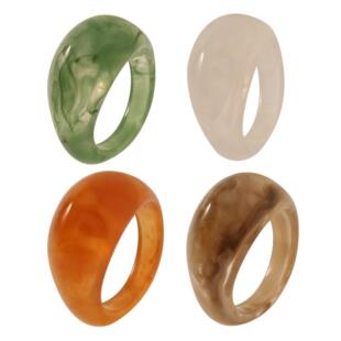 潮流戒指 ring覆古几何形戒指多彩树脂情侣戒时尚 Colored resin