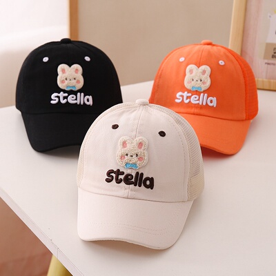 棉鸭舌帽短檐透气可爱网帽防晒帽