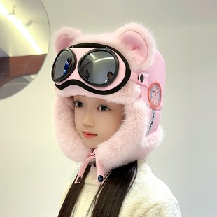 儿童帽子冬季女童雷锋帽户外骑行防寒男女孩护耳中大童保暖防风帽