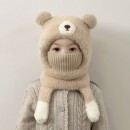 儿童一体帽冬季 加绒加厚男女童毛绒帽子围巾两件套宝宝保暖护耳帽