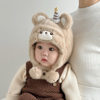宝宝帽子秋冬季婴儿毛绒帽