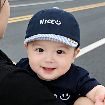 春秋婴儿刺绣字母软檐遮阳鸭舌帽