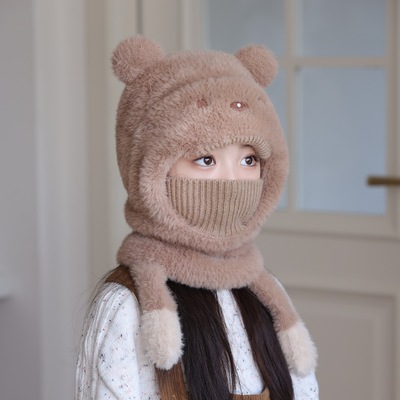 捏会动宝宝帽子围脖一体秋冬季