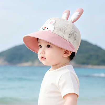 夏季宝宝防晒大檐透气兔耳帽