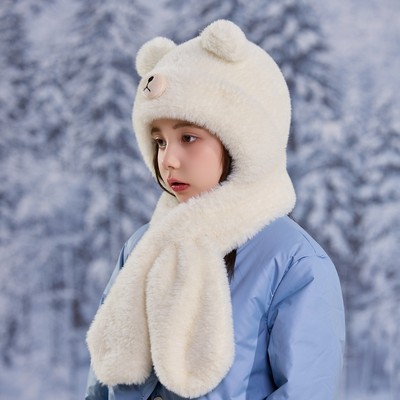 儿童帽子围巾一体秋冬季男女童
