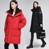 男女同款 鸭鸭羽绒服女情侣中长款 冬季 宽松纯色白鸭绒加厚保暖外套