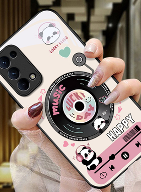 适用OPPOReno5pro手机壳PDSM00的熊猫唱片手机套Reno5pro新款玻璃oppo保护套防摔软壳硅胶男女款网红可爱情侣