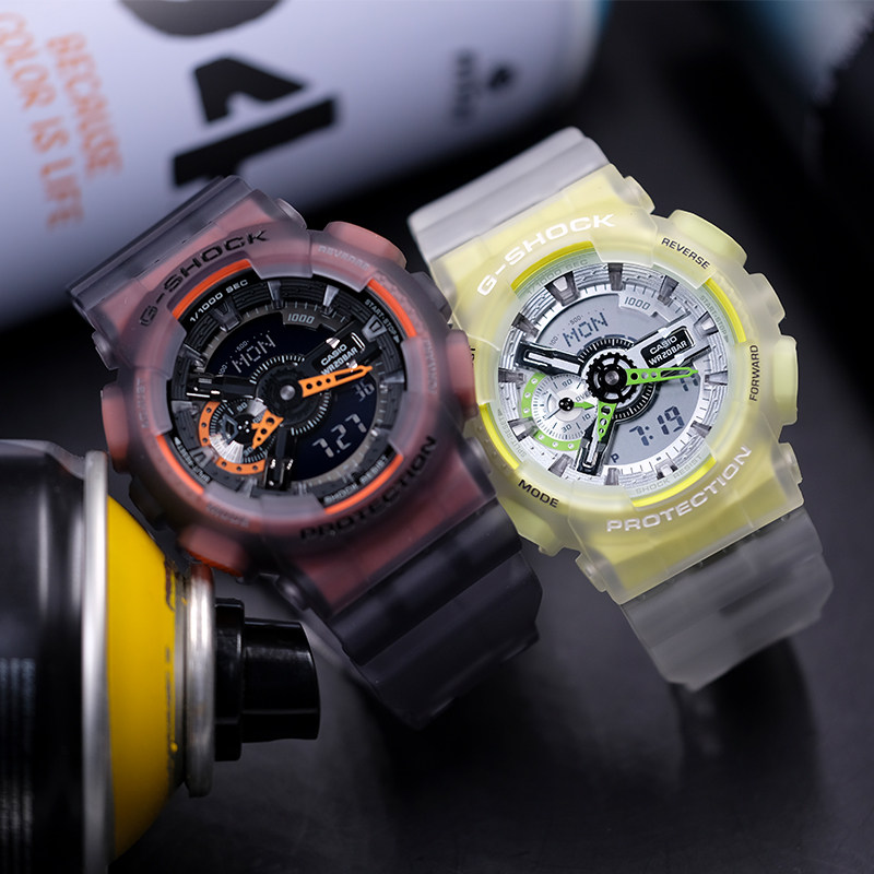 卡西欧冰川冰电之韧半透明磨砂果冻手表男女ga-110ls-7a1a-dw5600