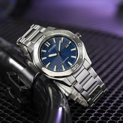 西铁城手表男款光动能蓝盘夜光