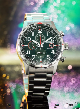 Citizen/西铁城光动能黑盘多功能运动休闲男士手表 CA0790-83E