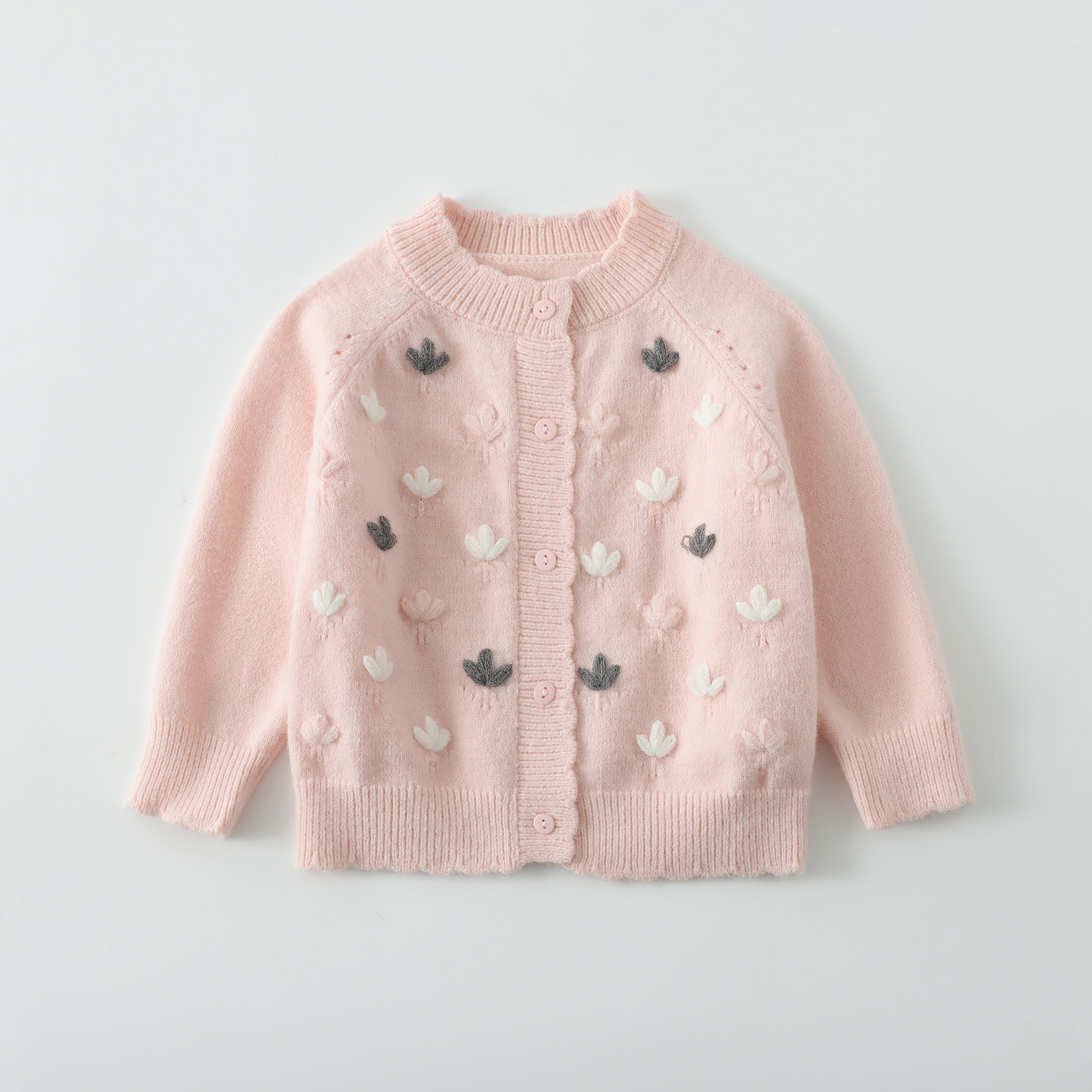 2025女童针织开衫1岁宝宝绣花插肩外套婴儿毛衣外搭公主i春秋装