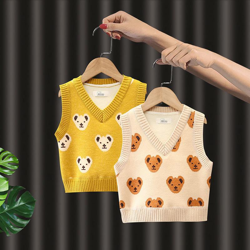 2021秋季外穿男女宝宝V领1岁马甲