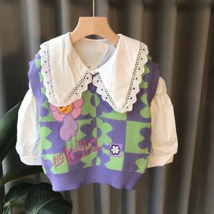 女童毛衣马甲针织衫 洋气时髦女宝宝毛线衣 春秋2025新款