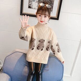 女 加厚中大童毛衫 女童毛衣2025年新款 洋气儿童秋冬针织衫