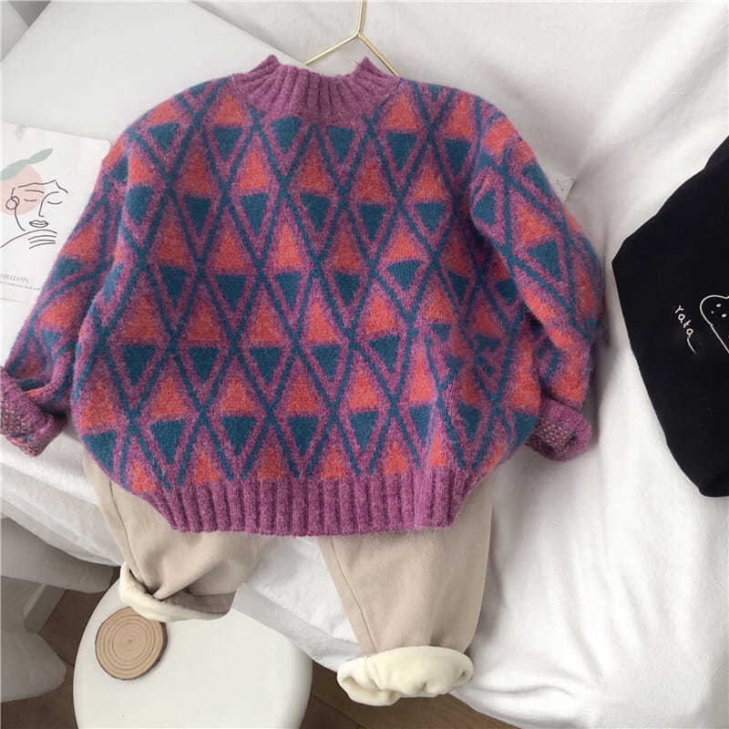 男童秋冬毛衣儿童针织衫加绒加厚套头2025新款中大童韩版洋气