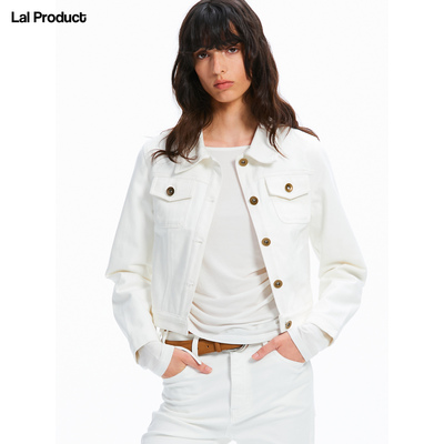 Lal Product｜初秋复古白色水洗牛仔外套女短款纽扣夹克上衣