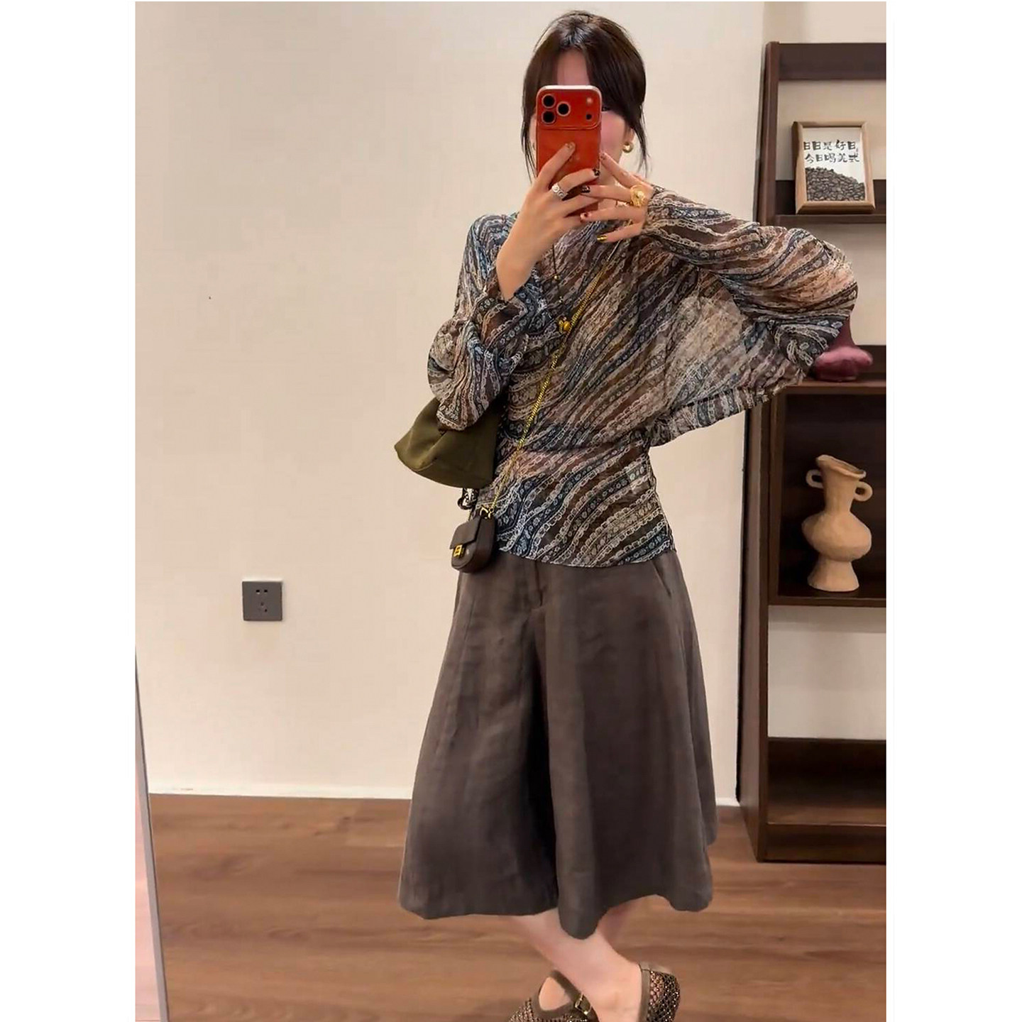 薄款长袖上衣半身裙两件套女潮