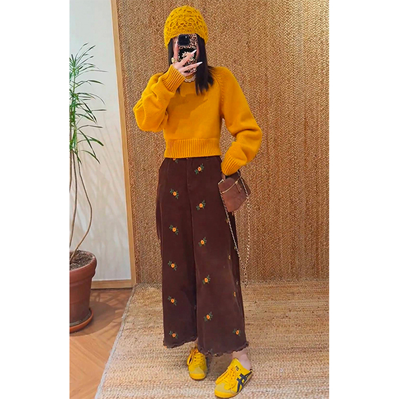 法式套头毛衣高腰休闲裤两件套