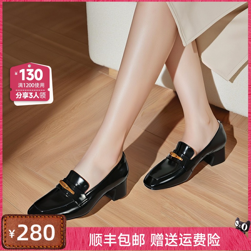 粗跟百搭英伦风小皮鞋通勤单鞋