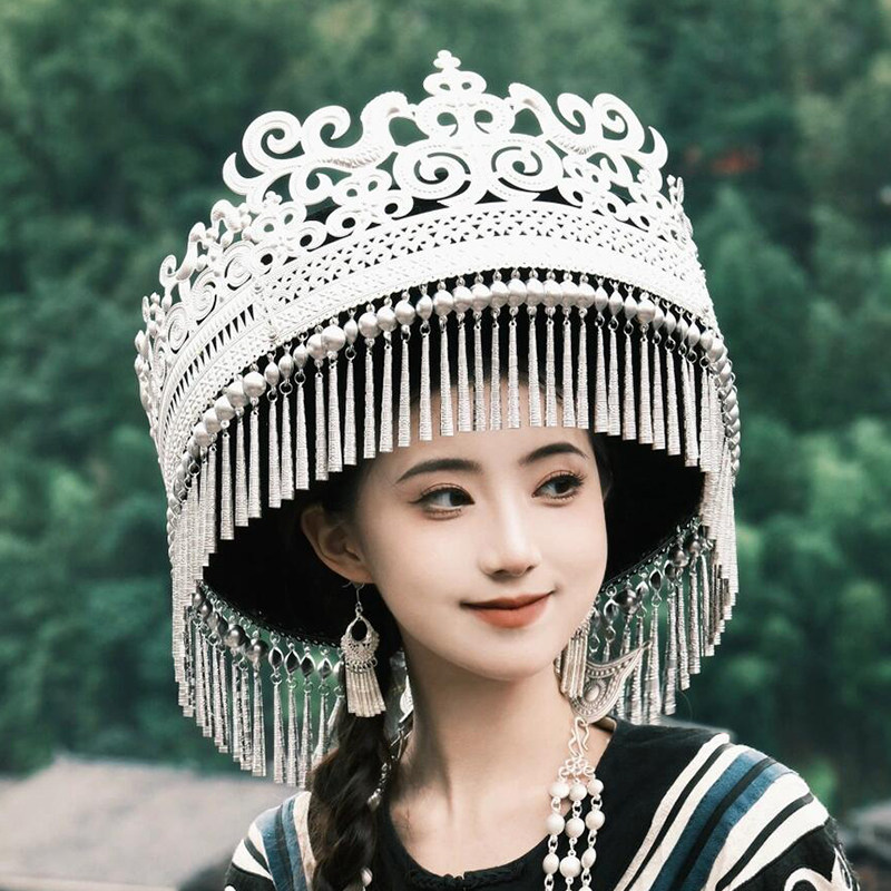 彝族帽子头饰新款胸牌儿童银帽子