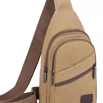 帆布便携式胸前小背包休闲斜挎包