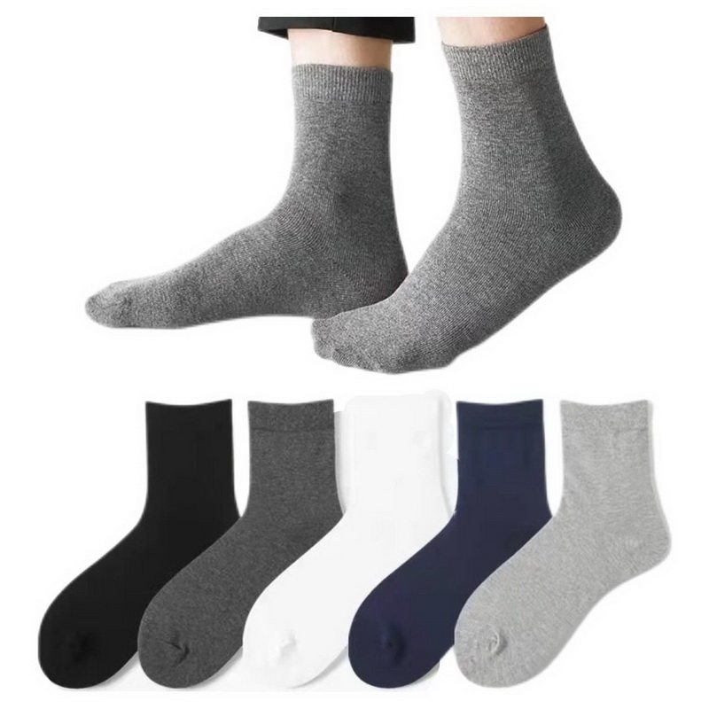 男士休闲中筒袜 一次性懒人免洗防臭涤棉袜子纯色透气袜
