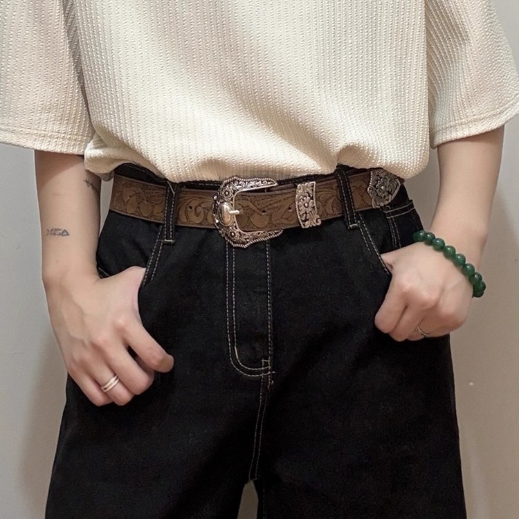 皮带男士2025年新款腰带潮流年轻人学生美式高街裤带休闲棕色百搭