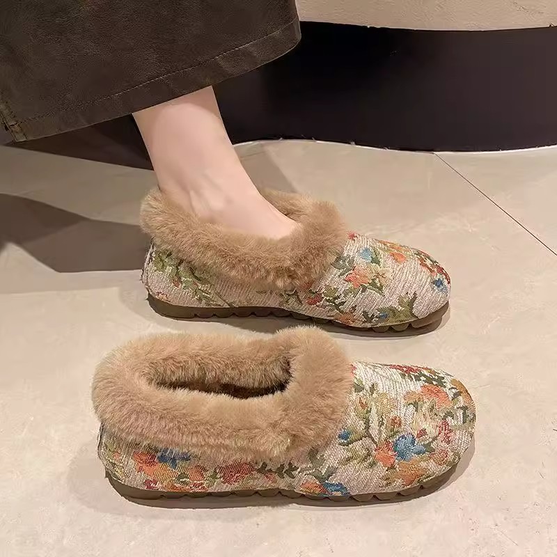 秋冬季老北京绣花保暖棉拖鞋