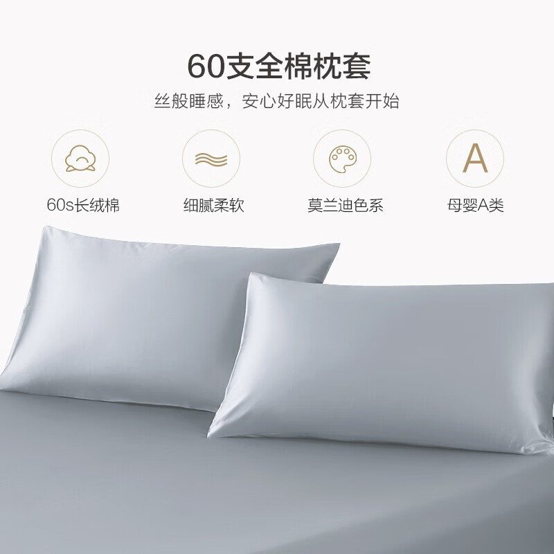 闲情逸致60支全棉枕套A类100%纯棉五星级酒店枕头套48*74cm单只装