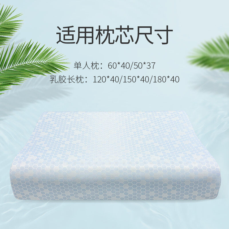 乳胶枕头记忆棉套冰丝夏凉枕套凉席套单人双人长枕套通用浅蓝色60