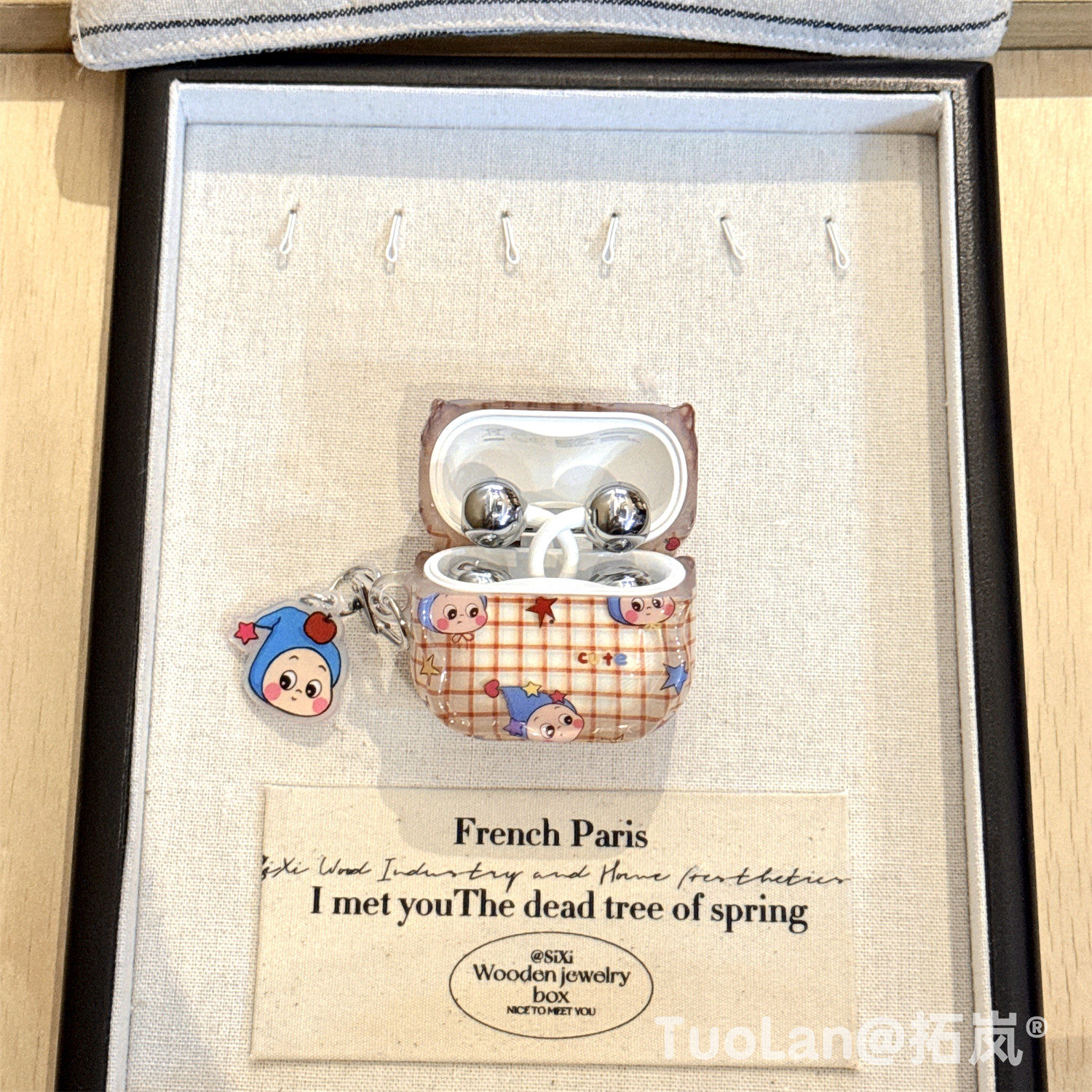 拓岚 适用华为freeclip2耳机保护壳趣味可爱格纹苹果星星人卡通FreeBuds6i/5i吊坠挂件freebudsSE3/2防摔套女,3C数码配件,耳机保护套,淘宝优惠券,粉丝福利购,淘宝优惠卷