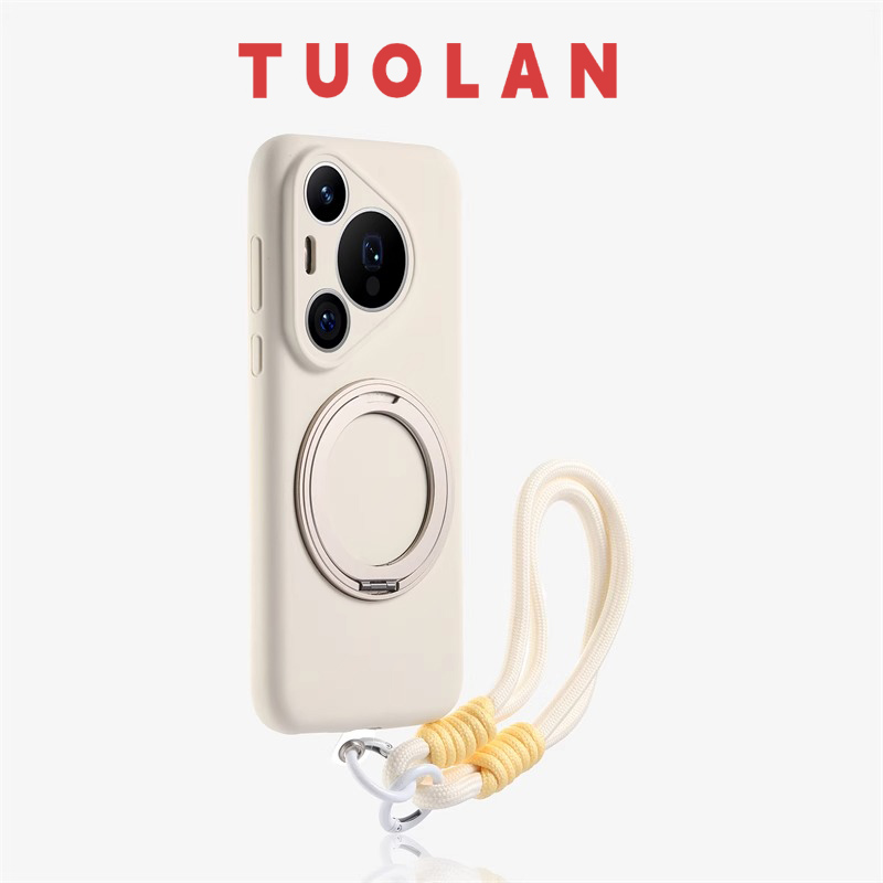 拓岚 新款全包支点壳适用华为pura70pro手机壳磁吸360度旋转支架mate60pro/70液态硅胶pura70ultra带手绳女款