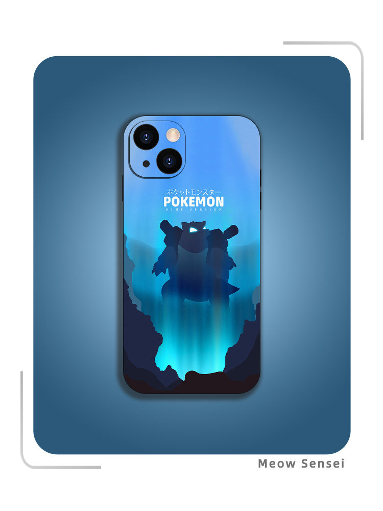 宝可梦水箭龟插画适用苹果14全包13硅胶12玻璃11华为oppo小米vivo荣耀