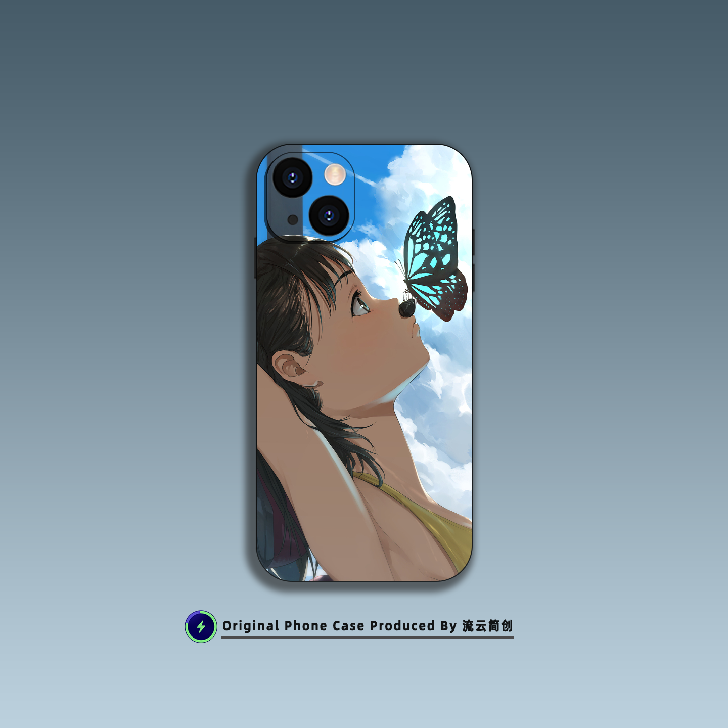 小清新蝴蝶少女手机壳适用iPhone17Air小米15艺术插画14华为13液态硅胶12磨砂磁吸MagSafe苹果16ProMax二次元
