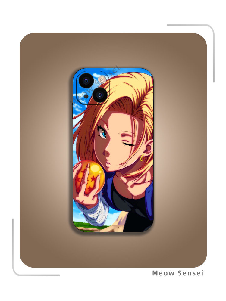 七龙珠人造人18号手机壳适用于苹果14全包13液态硅胶12玻璃11动漫