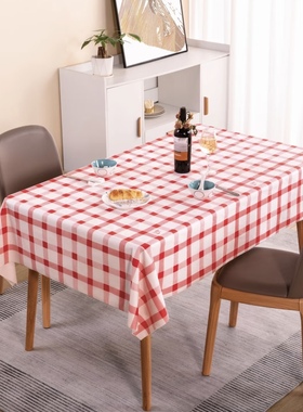 石头布加厚商用餐厅饭店江西小炒大排档用红白格印花台布防水防油