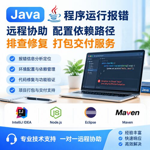 Java程序运行报错远程协助配置依赖路径排查修复打包交付服务远程