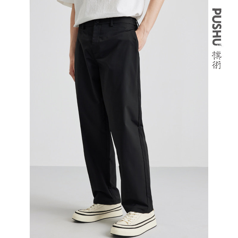 朴术男装春秋季新款日系修身显瘦直筒商务通勤黑色高端休闲裤子男,男装,休闲裤,淘宝优惠券,粉丝福利购,淘宝优惠卷