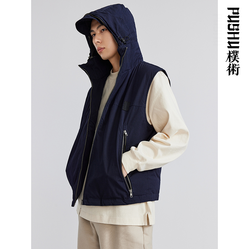 朴术无袖时尚连帽马甲