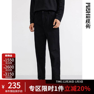 黑色商务直筒休闲裤 新款 加厚修身 显瘦小脚裤 朴术男装 子男士 秋冬季