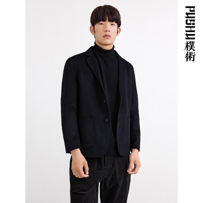 朴术冬季黑色毛呢西装大衣