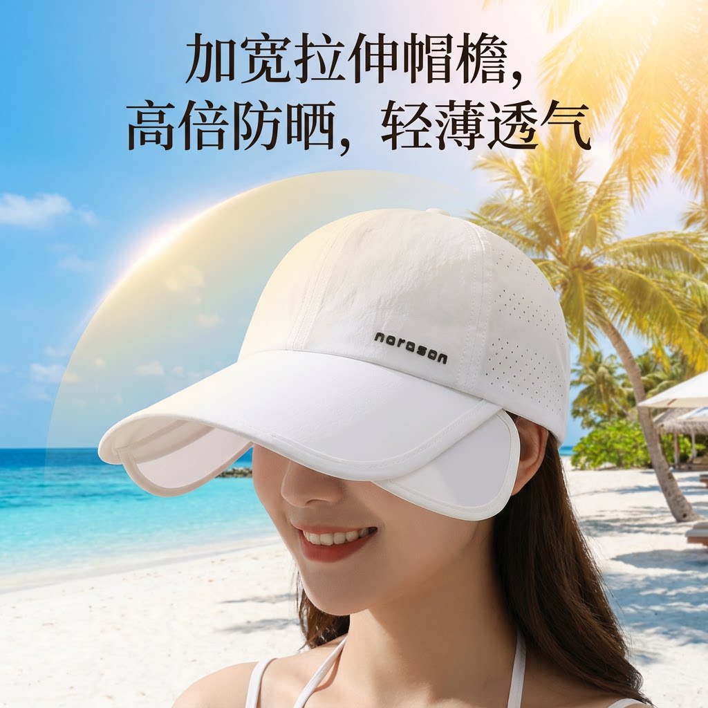 帽子男女棒球帽宽帽檐夏季大脸显脸小遮阳防晒海边防紫外线高尔夫
