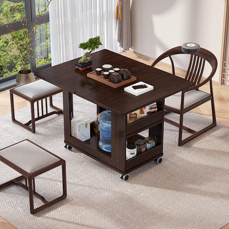 折叠茶几轻奢高级感新中式茶桌移动茶台家用小茶车沙发边柜泡茶桌