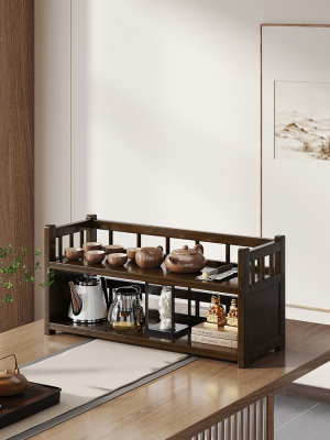 覆古博古架小型茶具置物架茶壶柜茶叶放置架茶杯展示架茶桌收纳架