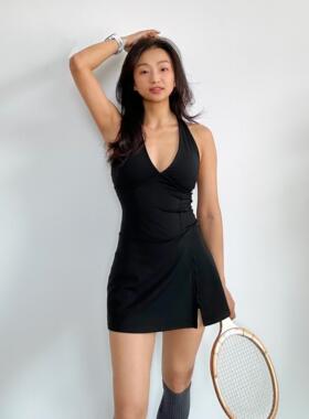 2024秋季新款欧美爆款性感网球裙运动连衣裙高弹性速干透气防走光