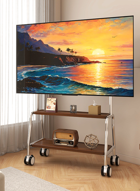不锈钢电视机落地支架可移动带轮推车客厅卧室32-75英寸通用支架