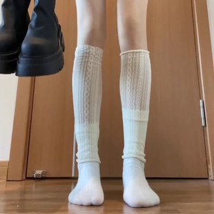 白色蕾丝袜套女春秋堆堆袜配靴子腿套薄款纯色小腿袜骑士靴袜长筒