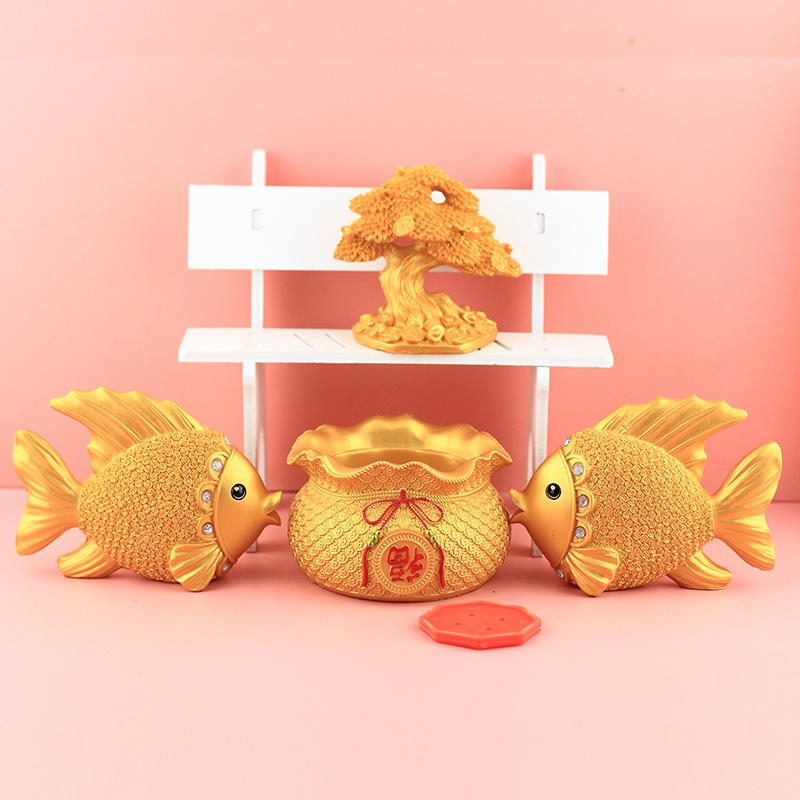 招财聚宝盆摆件客厅酒柜发财树聚财装饰品电视柜摆件乔迁新居送礼