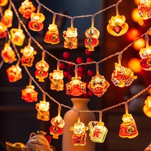过年彩灯新年马年室内布置挂饰品福字闪灯串灯led灯笼氛围装饰灯